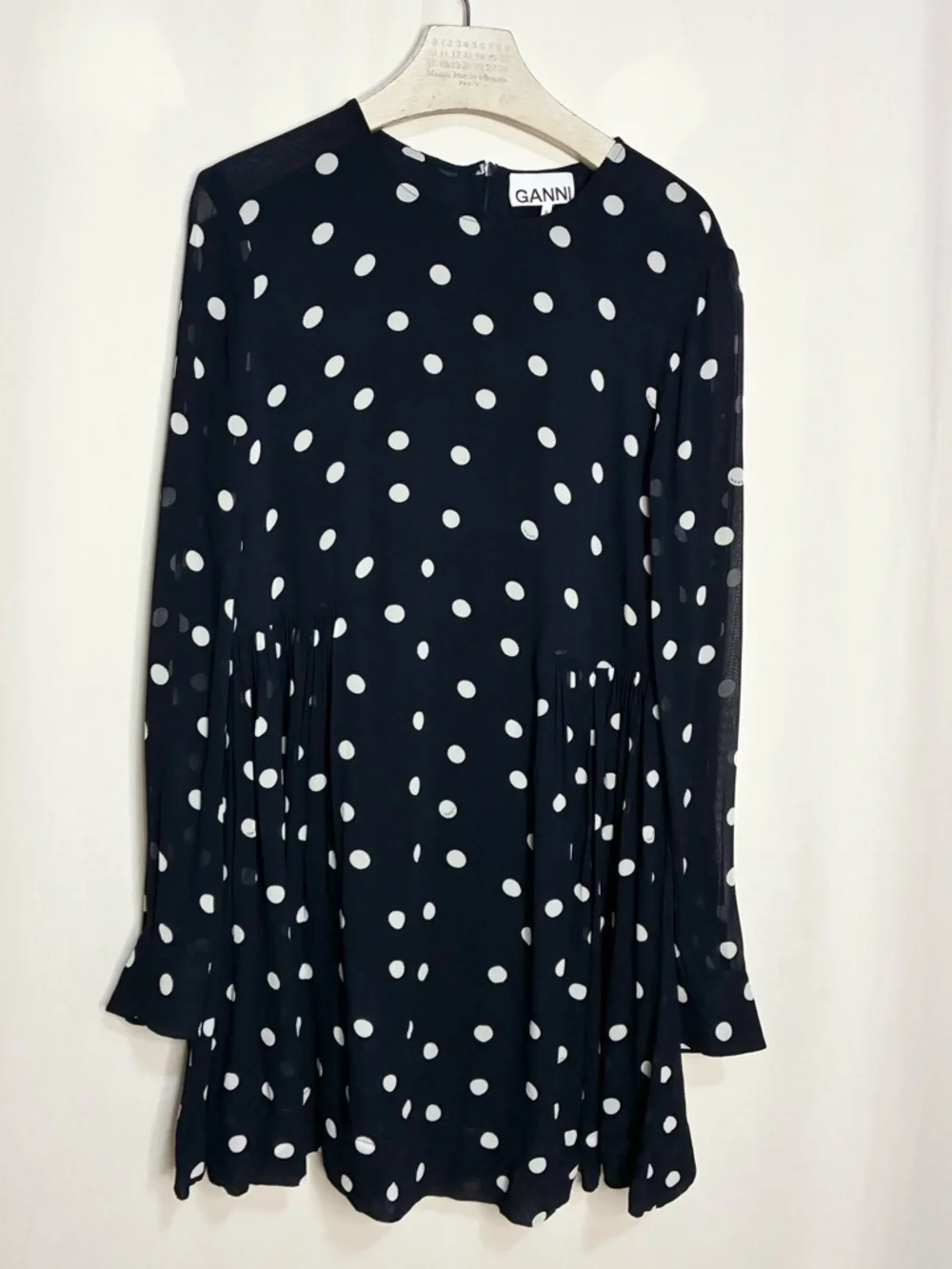 Ganni Georgette Polka Dot Mini Dress - Picture 4 of 9